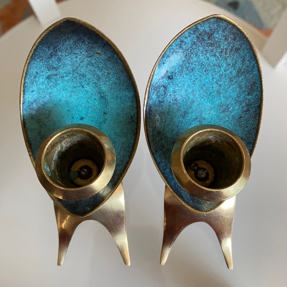 VTG I MCM I Oppenheim Israel I Art Deco Candle Holders - Picture 10 of 16